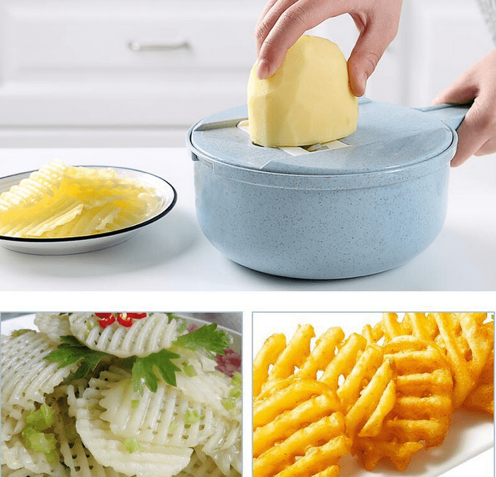 Best 9 in 1 Manual Multi-Use Food Chopper Cutter Slicer Bowl