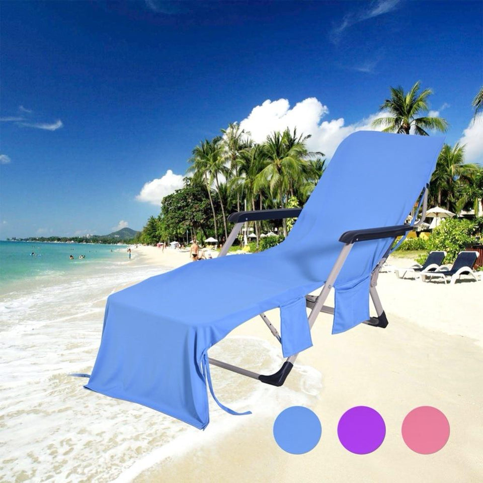 Cooling Beach Lounge Chair Cover With Pockets