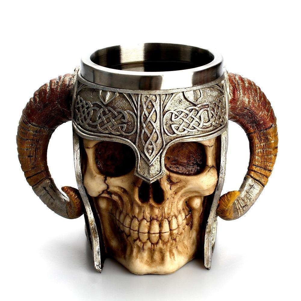 Realistic Viking Skull Cup Mug