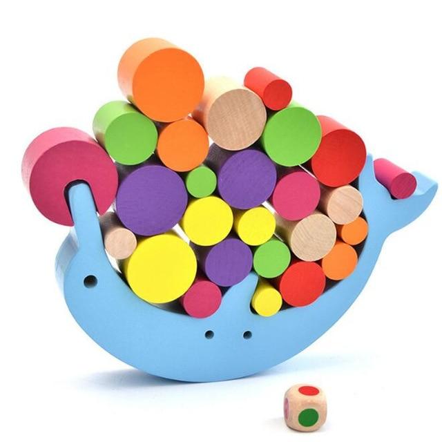 Colorful Wooden Moon Balancing Educational Toy